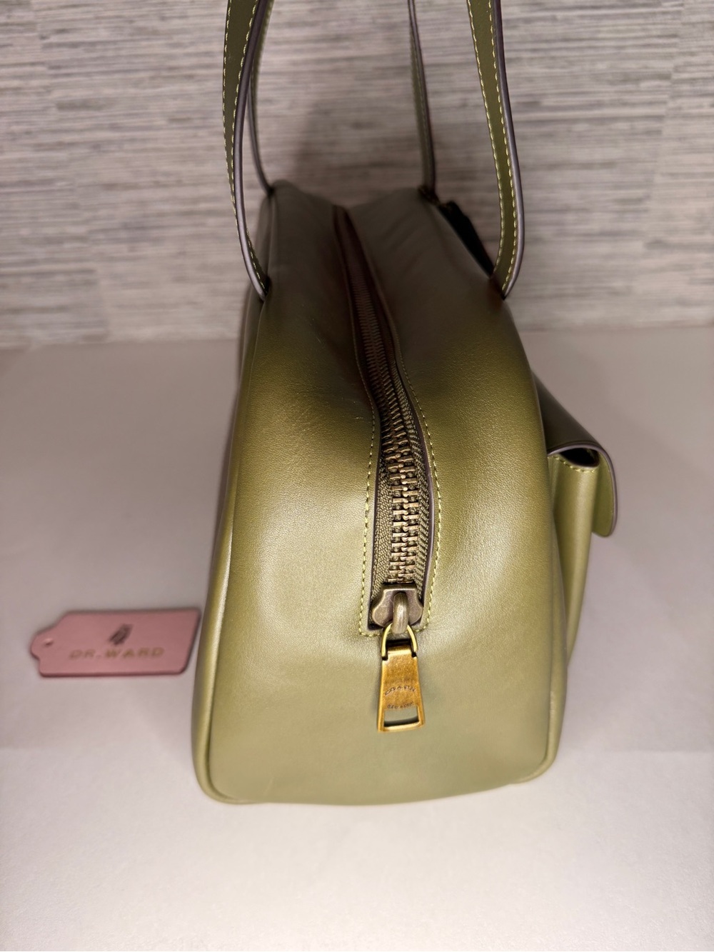 NWOT Coach Twin Turnlock Olive Green Leather Shoulder Bag - Picture 5 of 6